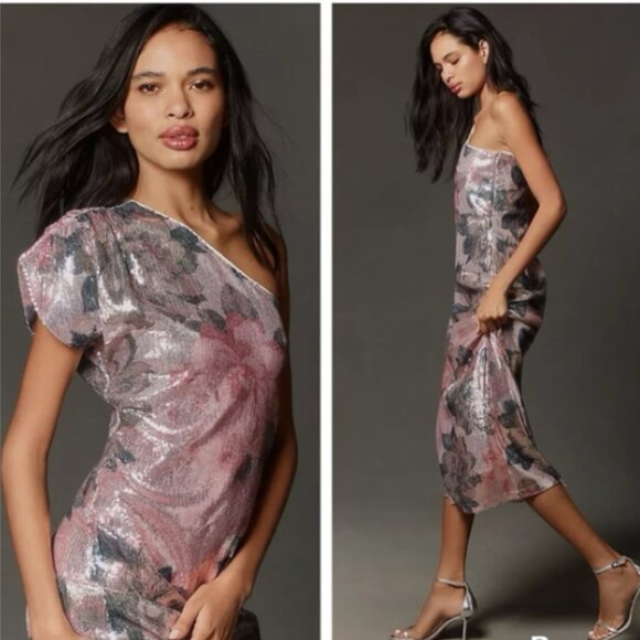 Brand New PORRIDGE one-shoulder floral sequin maxi dress - Picture 2 of 8